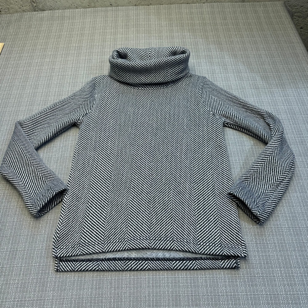 J.Crew W Herringbone Sweater XS Grey Fleece Lined Cozy Pullover Aademia